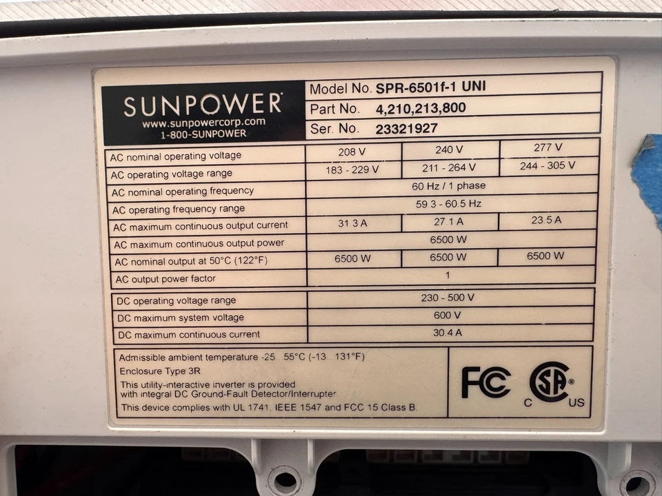 Solo piezas Fronius Sunpower SPR-6501f-1 UNI ¡SOLO piezas! Foto 1 de 1