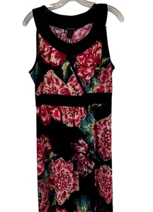 Susan Lawrence Size XL Black Multicolor Sleeveless Floral Max Polyester - Picture 1 of 15