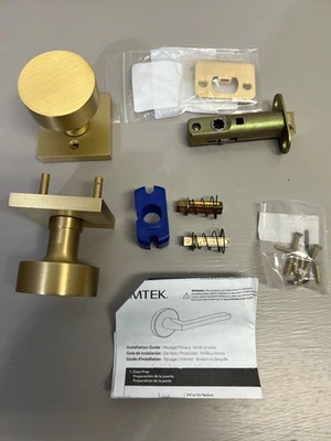 Emtek 5110ROUUS4 Round Knobset Passage Door Knob, Satin Brass, Minor Blemishes - Image 1 of 4