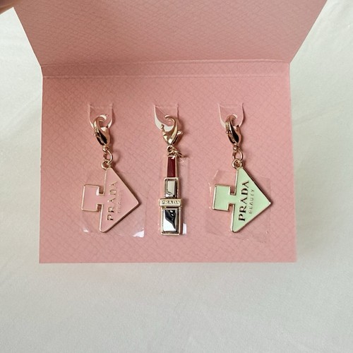 *BN* Prada Beauty Set di 3 Charm Portachiavi Charm Borsa Tag Ciondolo Bracciale Charms
