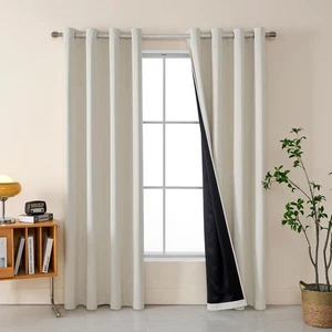 New White Blackout Curtains 52x95 Thermal Insulated Room Darkening 2 Panels - Picture 1 of 5