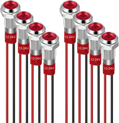 6 Mm LED Anzeigeleuchte 12–24 V Wasserdichte Signalleuchte Metallplatte Led-Anze