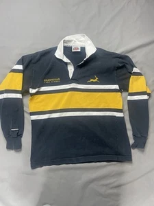 VTG Barbarian Rugby Wear Mens XL Shawnigan Lake Yellow Navy Blue Striped Shirt - Bild 1 von 10