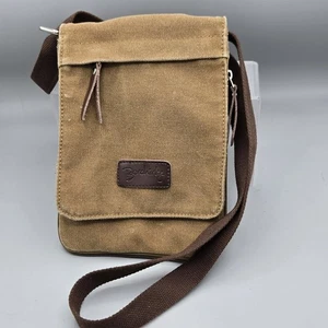 Berchirly Unisex Canvas & Leder Schulter Crossbody Messenger Bag Braun - Bild 1 von 9