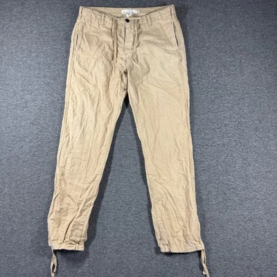 Men’s H&M L.O.G.G. Linen Blend Pants M 32x31 Beige Casual Beach Relax Fit - Image 1 of 4