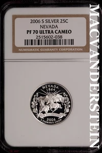 2006-S Silver Nevada State Quarter - NGC PF 70 Ultra Cameo - Scarce #SLI93 - Picture 1 of 2