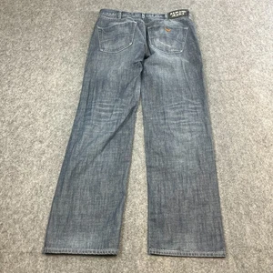 Armani Mens Jeans Relaxed Baggy Straight 32 32 Mid Wash Blue Fade Whiskers GA - Picture 1 of 10
