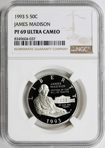 1993-S 50c James Madison Commemorative Half Dollar NGC PF69UCAM - Picture 1 of 4