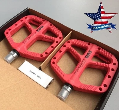 Нейлоновое волокно дороги MTB горный велосипед велосипед педаль 3 подшипника плоские педали красный - Изображение 1 из 4