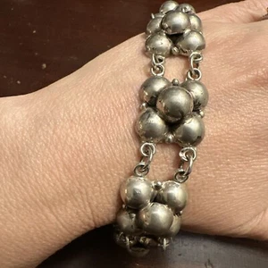 Pulsera México Plata Esterlina Media Bola Forma Hueca Burbuja Vintage 6 Eslabones 7.25 - Imagen 1 de 15