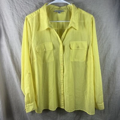 Studio Works Women's Yellow 2 Piece Button Down Tank Top Set Size XL - Image 1 of 4