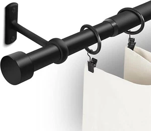 1" Curtain Rods for Windows Long 144 to 168" Black Rustic Room Divider Drapery - Picture 1 of 9