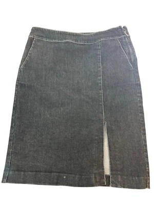 LAUREN RALPH LAUREN Black  Denim Front Slit  Skirt Womens Size 8 - image 1 of 4