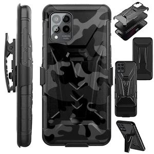 Holster Case for T Mobile Revvl 6 PRO 5G Kick Stand Phone Cover CAMO BLACK - Picture 1 of 5