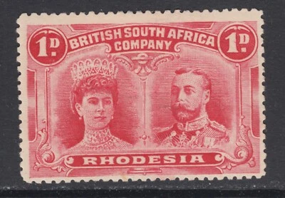 Rhodesia SG 123 MLH. 1910 1p bright carmine Double Head, fresh, bright, VLH Foto 1 de 2