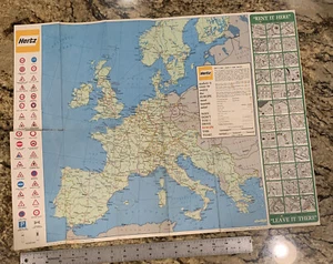 Vintage 1967 HERTZ Motoring Guide to Europe Brochure Fold Out Map Car Rental - Picture 1 of 8