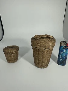 Baskets Early Antique Handmade  Great Form Nice  Patina No Damages - Picture 1 of 10