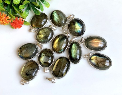 VETEMENTS Ciondolo Sovrapposizione Argento Labradorite Forma Mix lotto 13 Pz 1 Pollice 81106