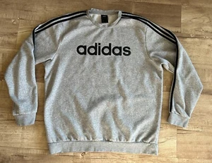 ADIDAS Men's Grey Classic 3-Stripes, Crew Neck, Cotton Blend Sweatshirt XL, EUC. - Picture 1 of 8