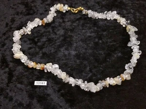 Collier baroque chips QUARTZ RUTILE et QUARTZ TOURMALINE 45 cm lithotherapie - Picture 1 of 1