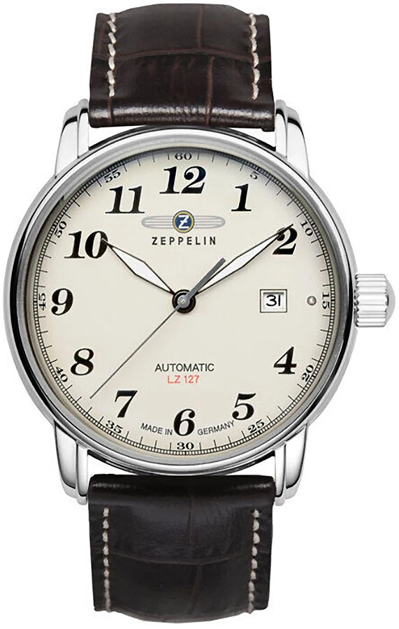 Zeppelin LZ 127 Herrenuhr Automatik 76565 mit Datum und Lederarmband - Bild 1 von 4