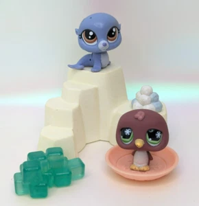 Littlest Pet Shop #58 Sealy Pinney & #761 penguin Snow Ice winter Accessories - Picture 1 of 12