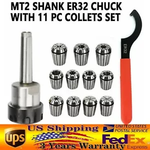 MT2 ER32 Morse Pinza Conica Mandrino Porta Utensili ER32 Set Pinza Fresatrice - Foto 1 di 9