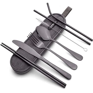 8 Pcs Portable Travel Utensils Set for Camping Lunch Box Workplace Students - Picture 1 of 6