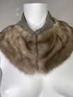 Vintage 1950s Gray brown Mink Fur Collar shawl For coat sweater Wool hook