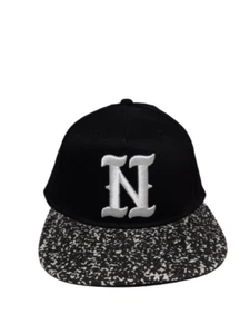 Neff schwarze ""N"" Logo Mütze, flache Krempe, Druckknopflasche, gesprenkelte weiße Krempe, Baumwolle - Bild 1 von 6