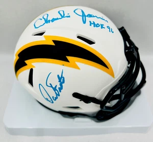 Dan Fouts Charlie Joiner Chargers Signed Lunar Eclipse Mini Helmet BAS COA - Picture 1 of 2