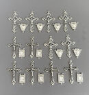 Lot 24 Rosary Crucifixes & Centers Centerpieces Parts Italy Rosaries SILVER