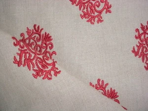 Ralph Lauren LCF68386F Delphine Embroidery Cinnabar Crimson Upholstery Fabric - Picture 1 of 4