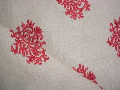 Ralph Lauren LCF68386F Delphine Embroidery Cinnabar Crimson Upholstery Fabric - Image 1 of 4