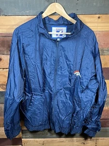 Vintage Denver Broncos NFL Football Blue Windbreaker Jacket Size XL Logo 7 brand - Picture 1 of 8