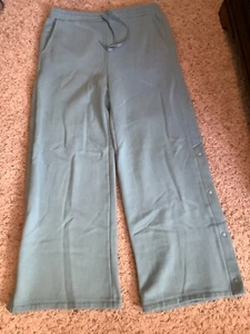 Victoria's Secret Cotton Fleece Wide-Leg Snap Lounge Sweatpants11236640 L green - Picture 1 of 4