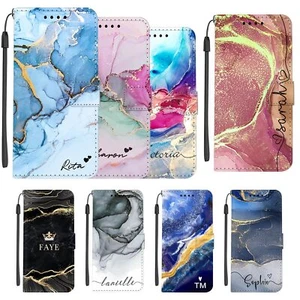 Marble Personalised Flip Leather Phone Cover Case For Samsung Galaxy S23 S22 S21 - Picture 1 of 108