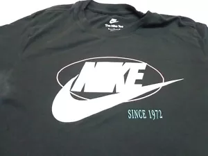 THE NIKE TEE NIKE SWOOSH CHAMPIONS OF SPORT T SHIRT Black Size Medium FLAWS - Picture 1 of 11