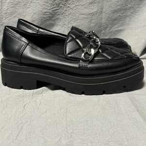 Call It Spring Womens 8 Black Chunky Platform Shoes Y2K Silver Chain B.E.D Foam - Picture 1 of 13