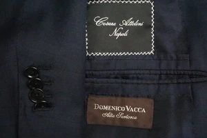Cesare Attolini Napoli Navy Blue Plaid S130s Wool Sport Coat Jacket Sz 44R - Picture 1 of 10