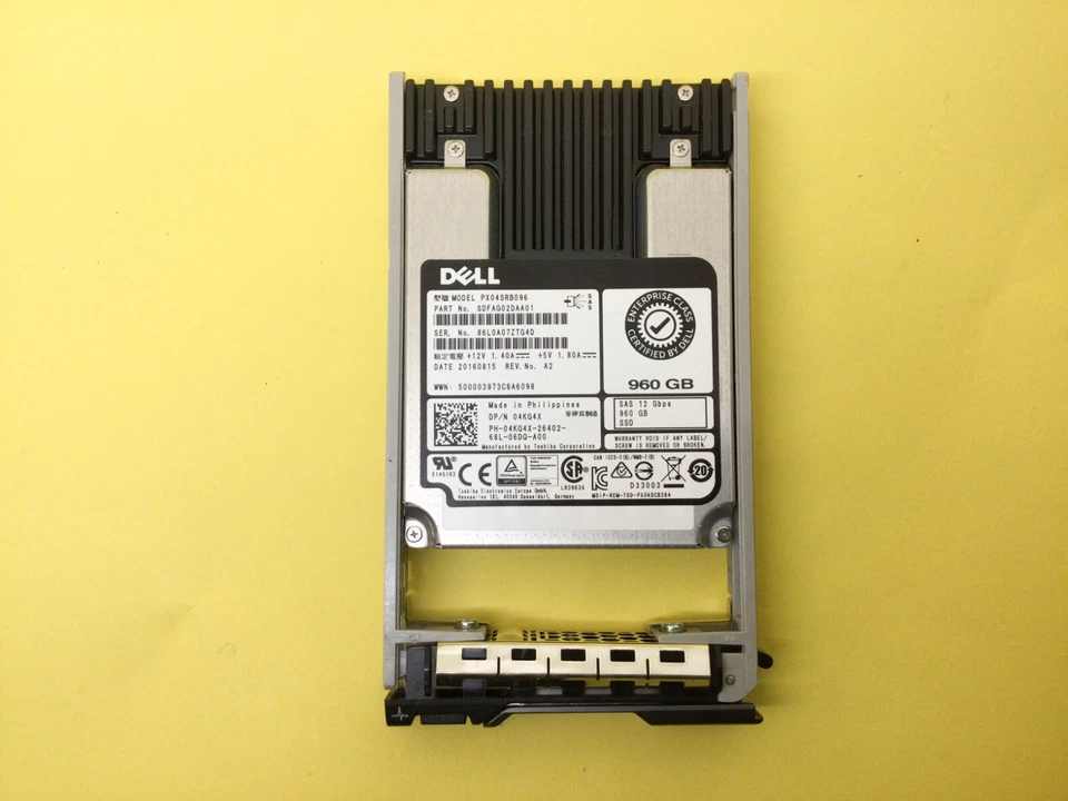 4KG4X for DELL 960GB Read Intensive SAS 12Gb/s 2.5INCH SSD 04KG4X PX04SRB096 - Image 1 of 3