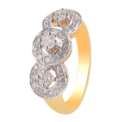 Pave 1.04 Cts Round Brilliant Cut Natural Diamonds Wedding Ring In 14K Gold - Image 1 of 3