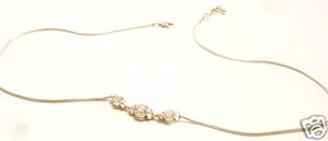 Silbercollier 925er Sterling Silber Kette 3 Kristall Steine Silberkette 48 cm - Bild 1 von 1