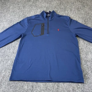 Polo Ralph Lauren Mens Navy Blue Quarter Zip Wicking Pullover Athletic Top Sz L - Picture 1 of 20