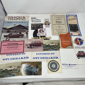 Studebaker Large Lot, Stickers, Postcards, Guides, Brochures, Magazine Cover - Picture 1 of 15