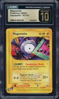 Pokemon CGC 10 Pristine Aquapolis Common Magnemite 91/147 - Image 1 of 2