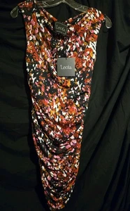 NEW Leota Women's Colorful Runched No-Wrinkle Midi Dress Size Small Abstract - Picture 1 of 5
