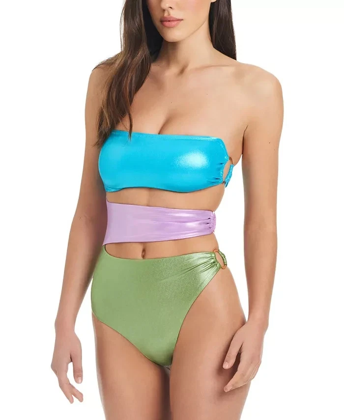 Traje de baño grande de una pieza recortado con bloques de colores para mujer Red Carter Foto 1 de 1