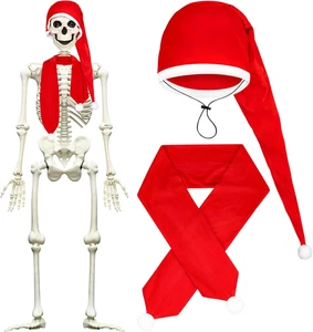 12 Fuß Skelett Weihnachtsoutfit, Riesen Weihnachtsmann Kostüm Set mit Mütze und Sc - Bild 1 von 12
