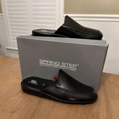 Zapatos Spring Step para hombre talla 43 cuero negro mula zapatillas zuecos cómodos Foto 1 de 4